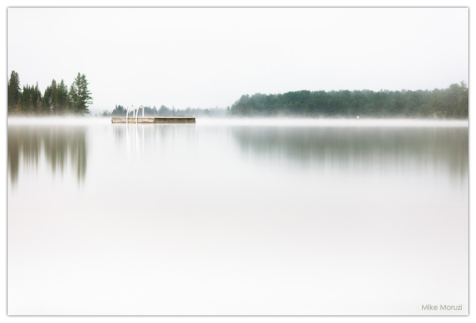 Ontario, Canada, Algonquin, Algonquin Park, Kilarney Lodge, reflection, mist, morning, morning mist, fog, raft, dock, swim