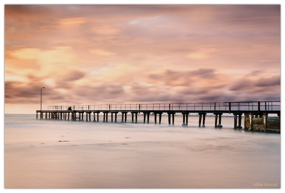 Port Phillip Bay, beach, Melbourne, St. Kilda, pier, dock, sunset, couple, calm, slow photography